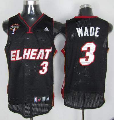  NBA Miami EL Heat 3 Dwyane Wade Swingman Black Latin Nights Jersey